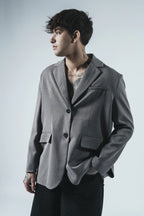 Patchwork Back Panel Blazer — Grey