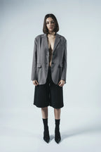 Patchwork Back Panel Blazer — Grey