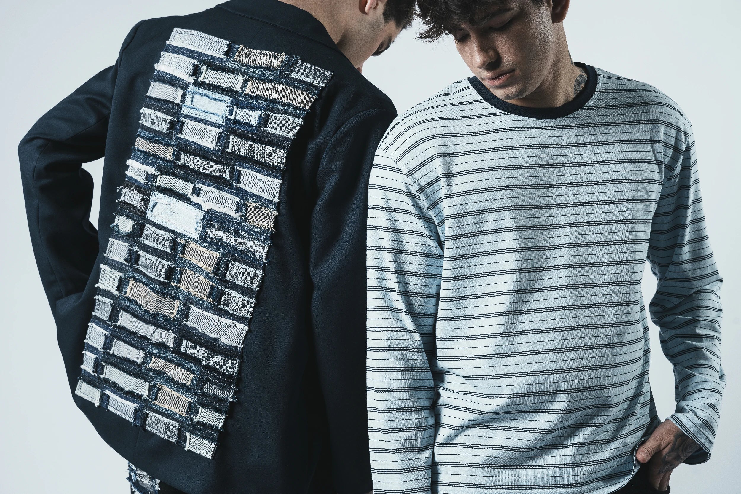 Patchwork Back Panel Blazer — Navy