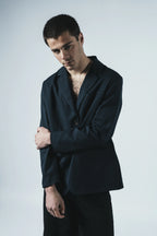 Patchwork Back Panel Blazer — Navy