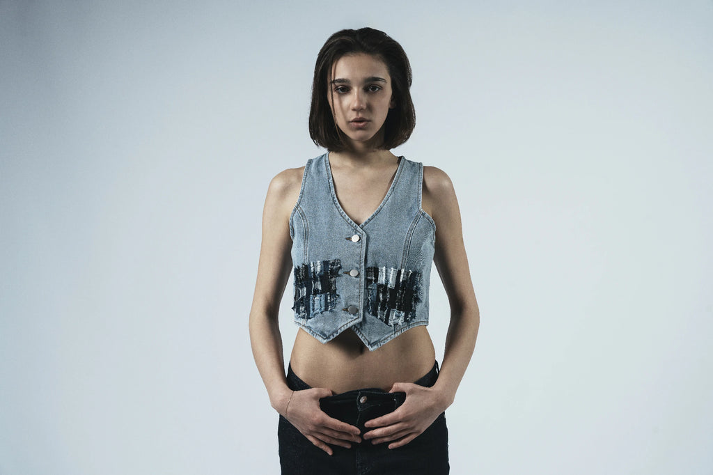 Patchwork Denim Vest