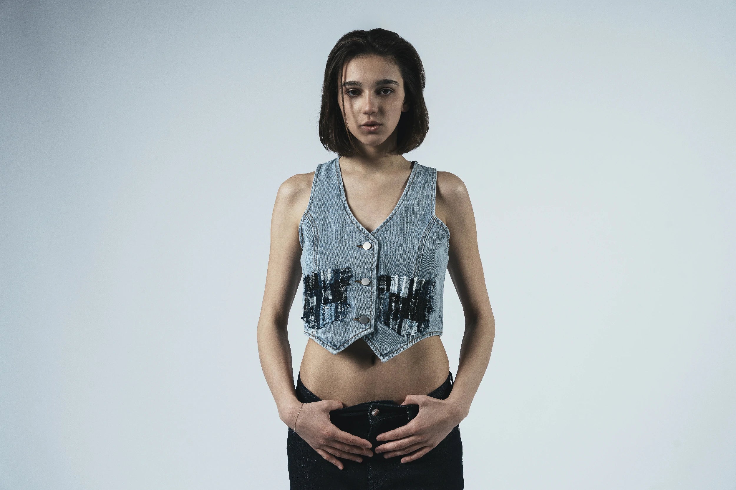 Patchwork Denim Vest