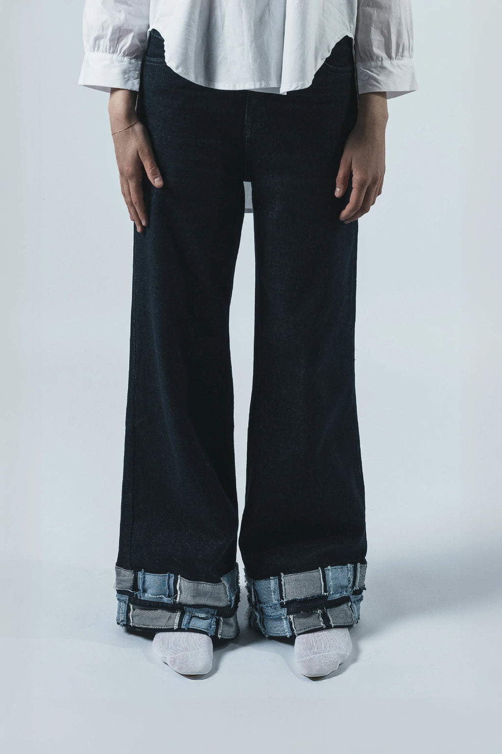 Patchwork Hem Denim Jeans