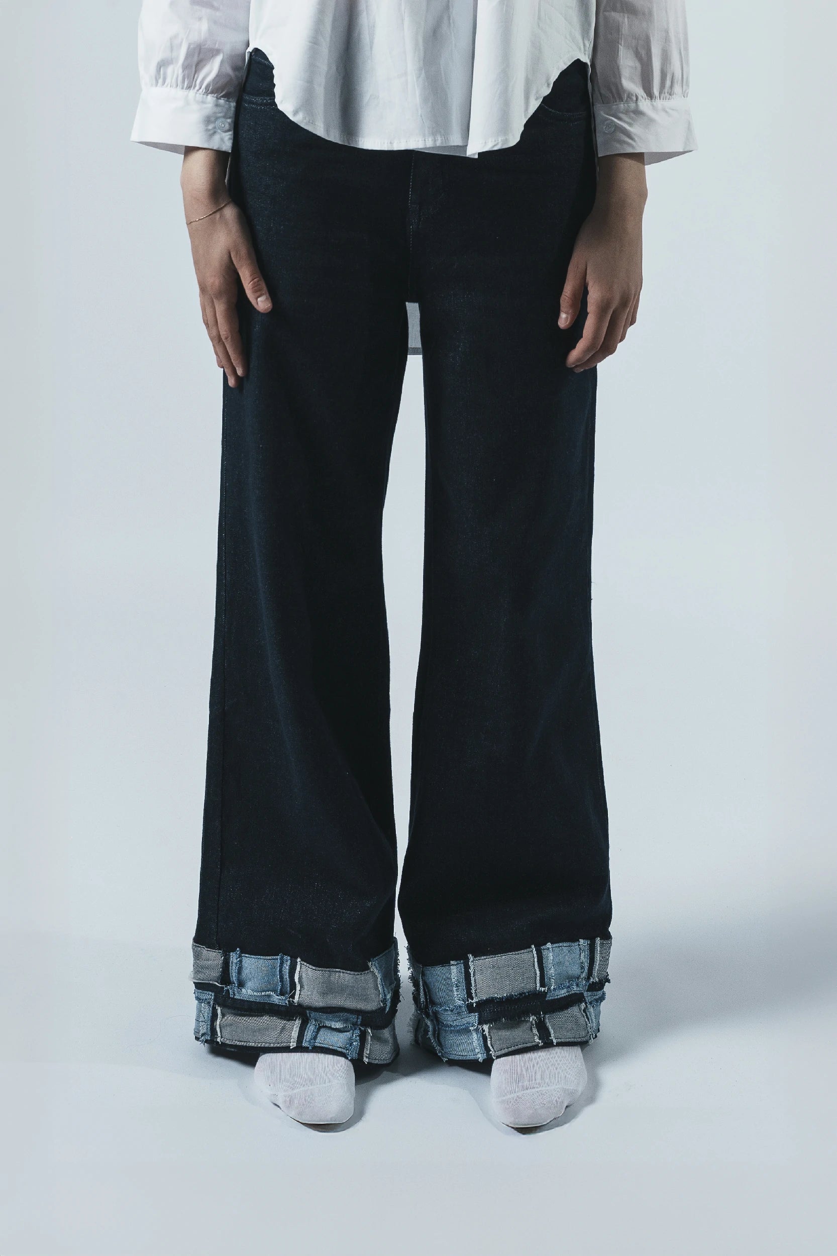 Patchwork Hem Denim Jeans