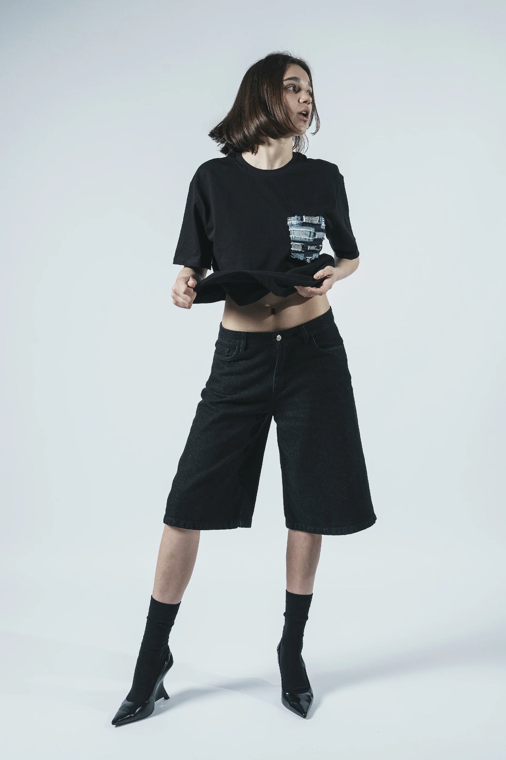 Patchwork Pocket T-Shirt — Black